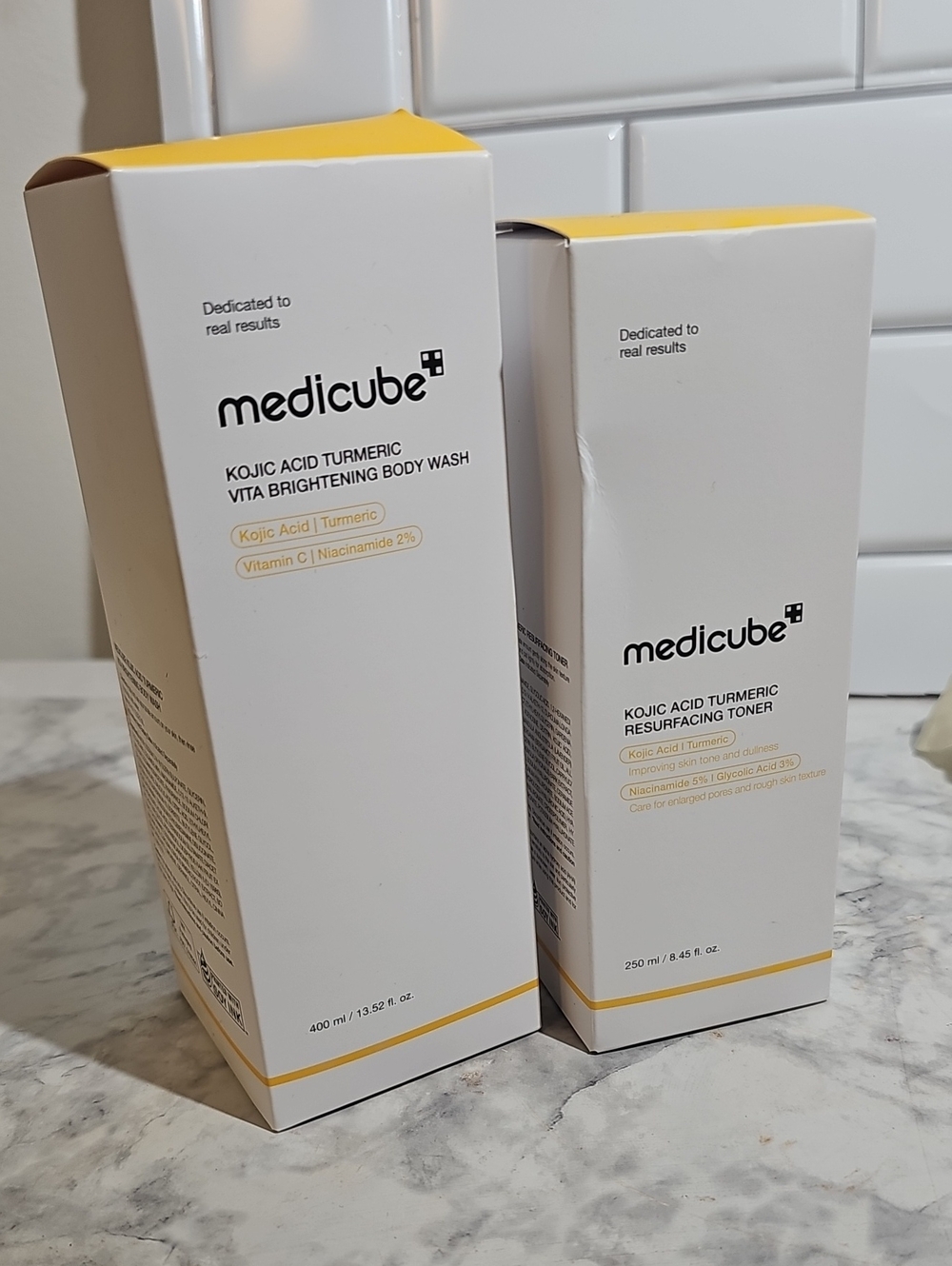 NEW Medicube Kojic Acid Turmeric Brightening Body Wash And Toner